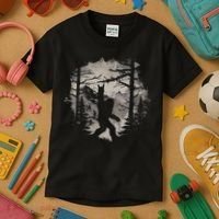 Rock On Bigfoot Sasquatch Loves Rock And Roll Mountain Trees Kids T-Shirt thumb 3