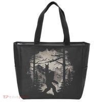 Rock On Bigfoot Sasquatch Loves Rock And Roll Mountain Trees Tote Bag thumb 0