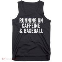 Running On Coffee And Baseball Caffeine Lover Tank Top thumb 0