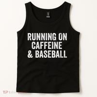 Running On Coffee And Baseball Caffeine Lover Tank Top thumb 2
