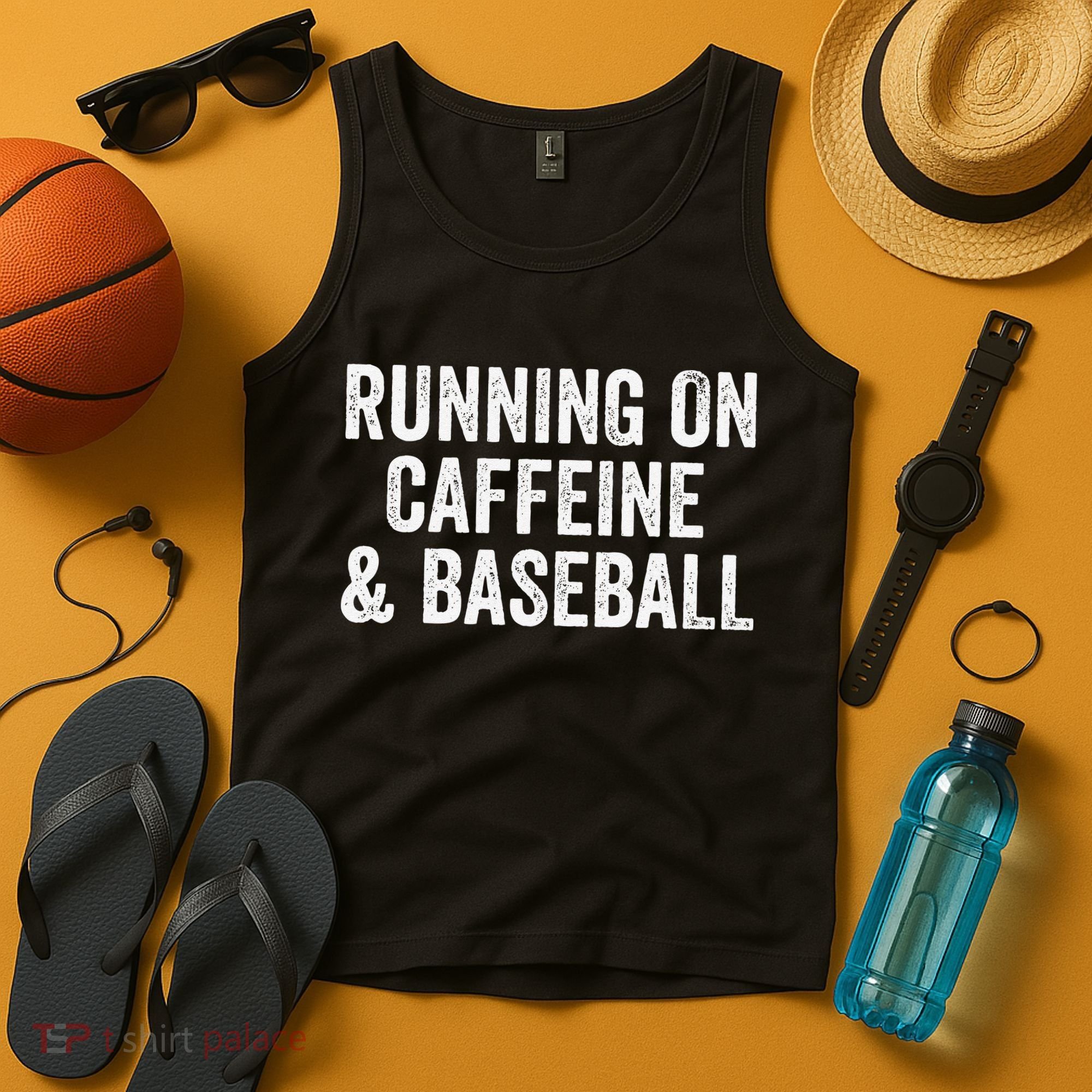 Running On Coffee And Baseball Caffeine Lover Tank Top