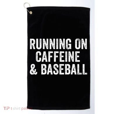 Running On Coffee And Baseball Caffeine Lover Golf Towel