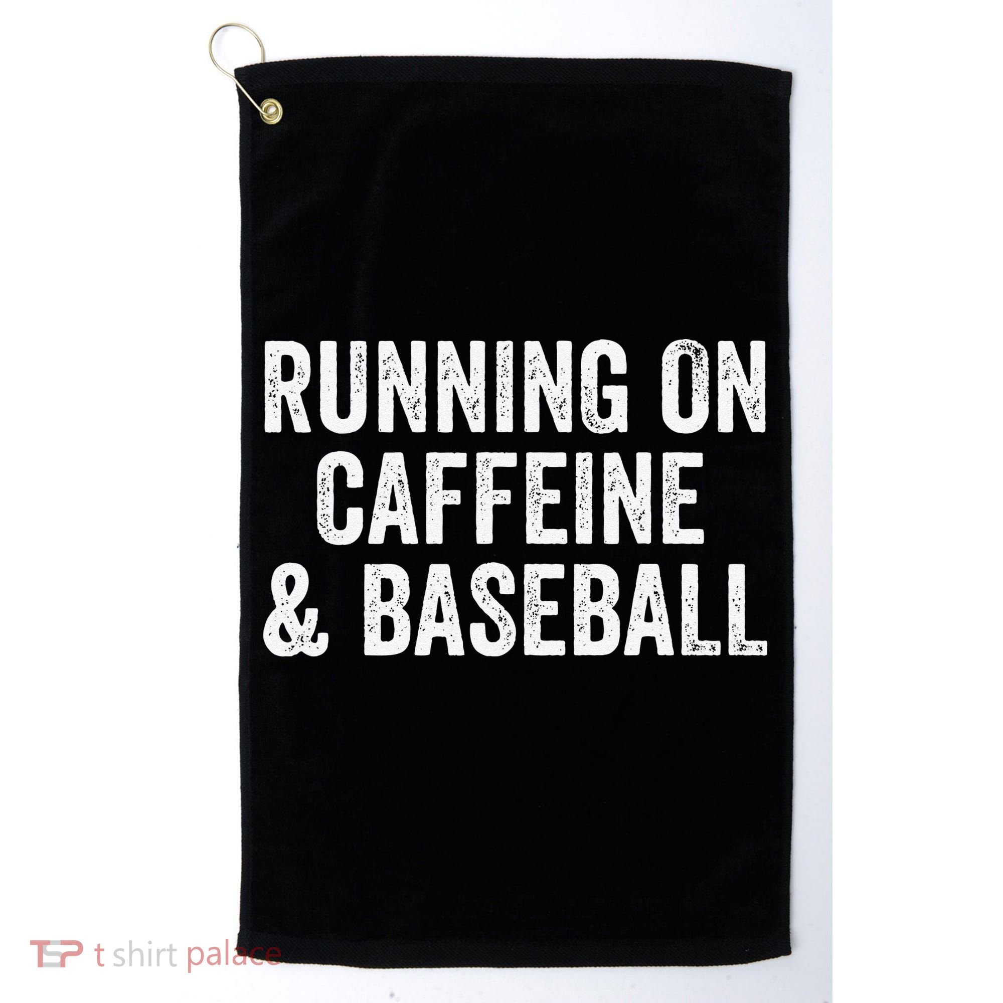 Running On Coffee And Baseball Caffeine Lover Golf Towel