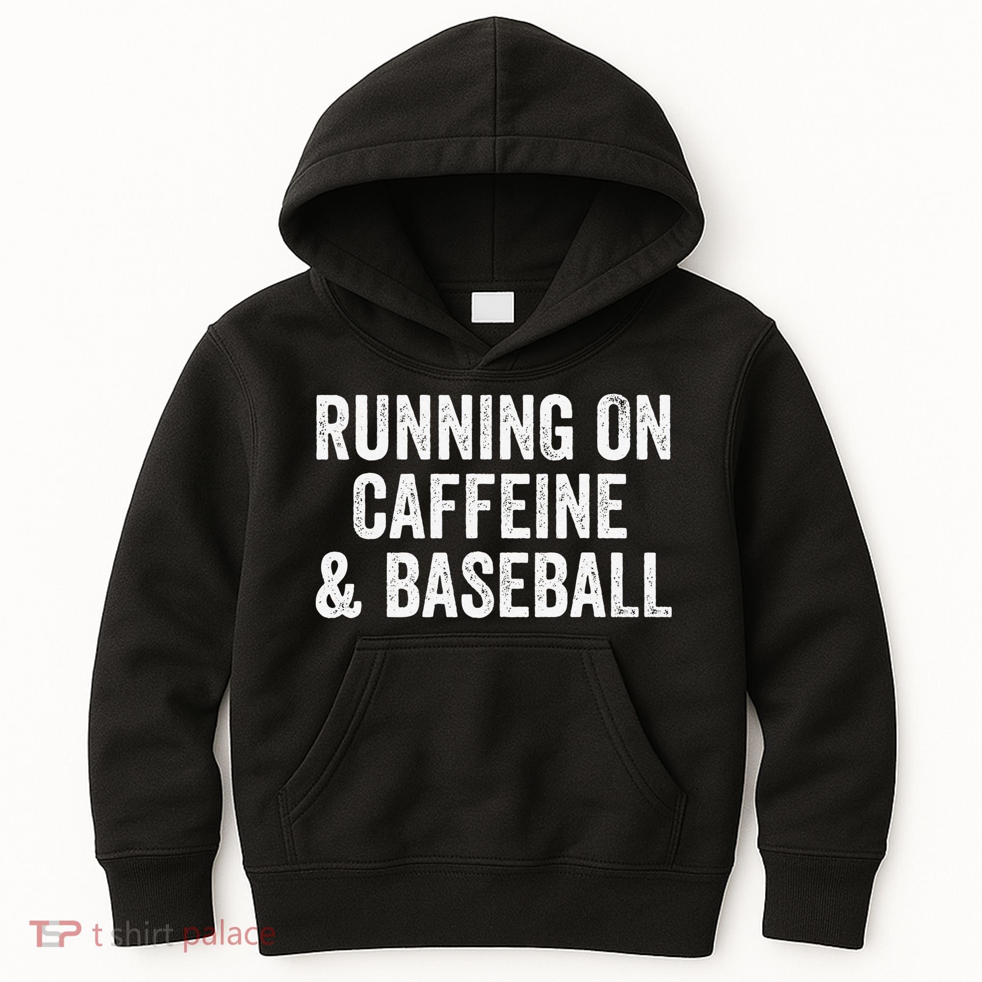 Running On Coffee And Baseball Caffeine Lover Kids Hoodie