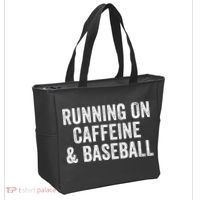 Running On Coffee And Baseball Caffeine Lover Tote Bag thumb 2
