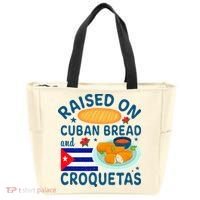 Raised On Cuban Bread And Croquetas Cuba Cuban Tote Bag thumb 0