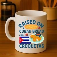 Raised On Cuban Bread And Croquetas Cuba Cuban Coffee Mug thumb 4
