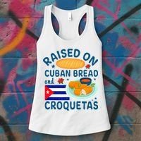 Raised On Cuban Bread And Croquetas Cuba Cuban Women's Tank Top thumb 3