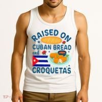 Raised On Cuban Bread And Croquetas Cuba Cuban Tank Top thumb 3