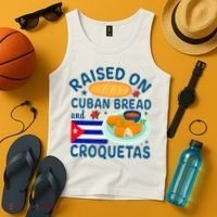 Raised On Cuban Bread And Croquetas Cuba Cuban Tank Top thumb 4