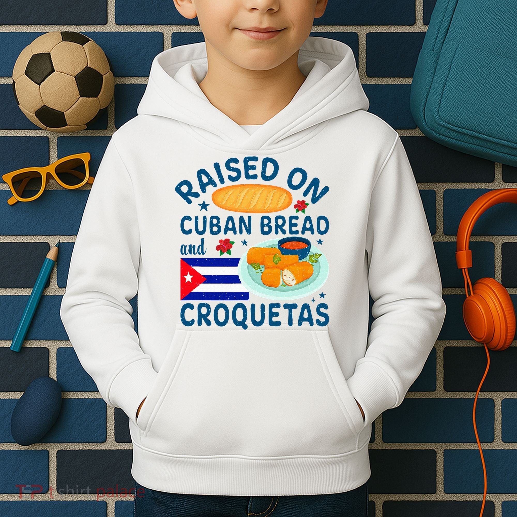 Raised On Cuban Bread And Croquetas Cuba Cuban Kids Hoodie
