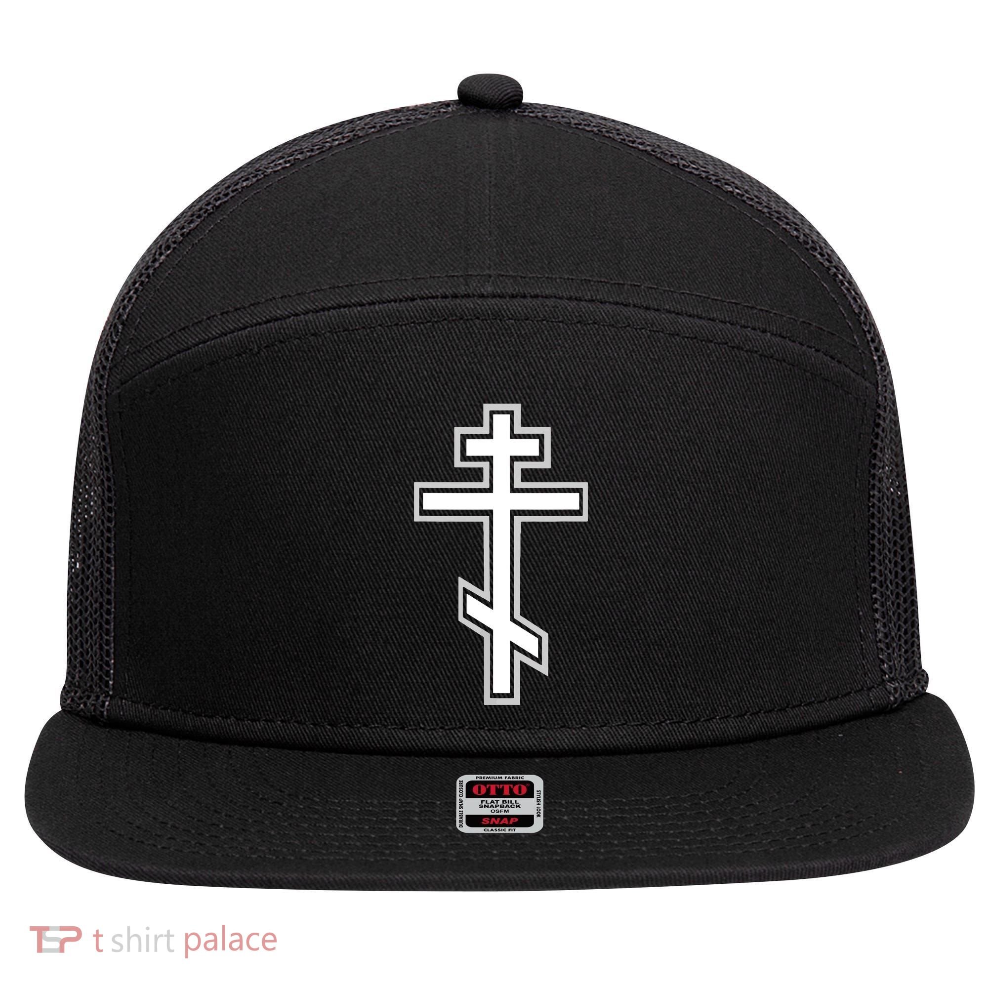 Russian Orthodox Cross Crucifix Christian 7 Panel Mesh Trucker Snapback Hat