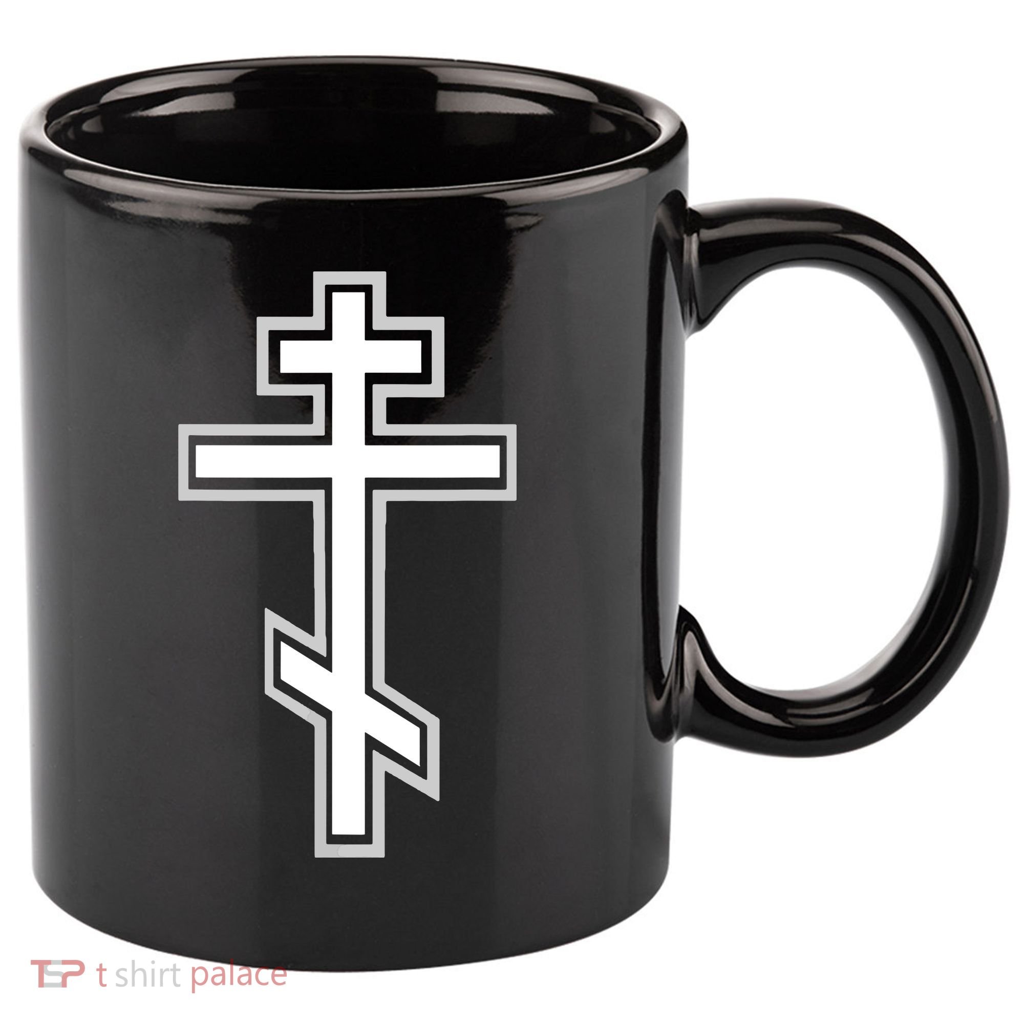 Russian Orthodox Cross Crucifix Christian 11oz C Handle Ceramic Mug