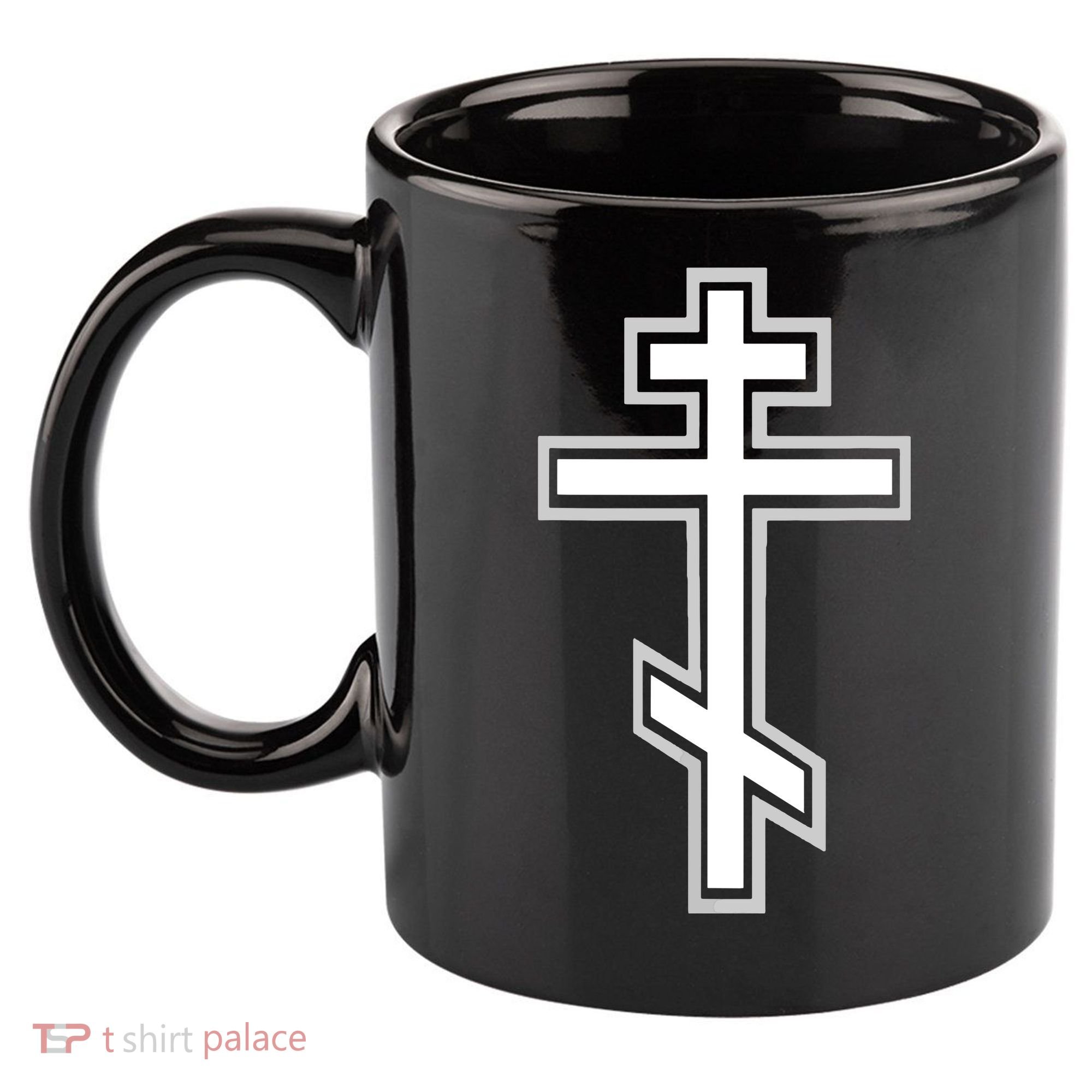 Russian Orthodox Cross Crucifix Christian 11oz C Handle Ceramic Mug