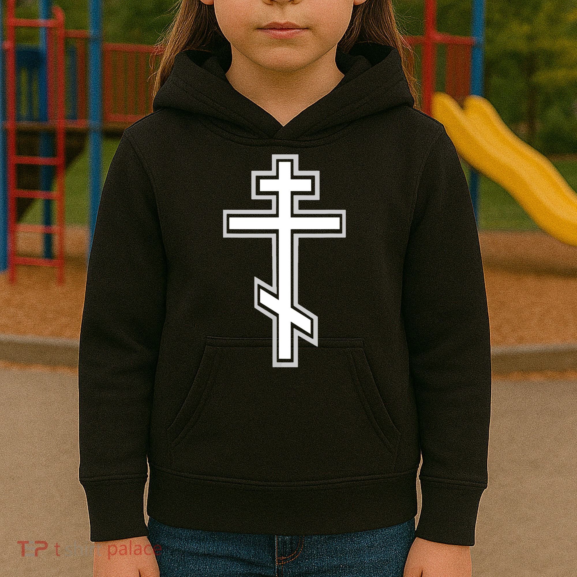 Russian Orthodox Cross Crucifix Christian Kids Hoodie