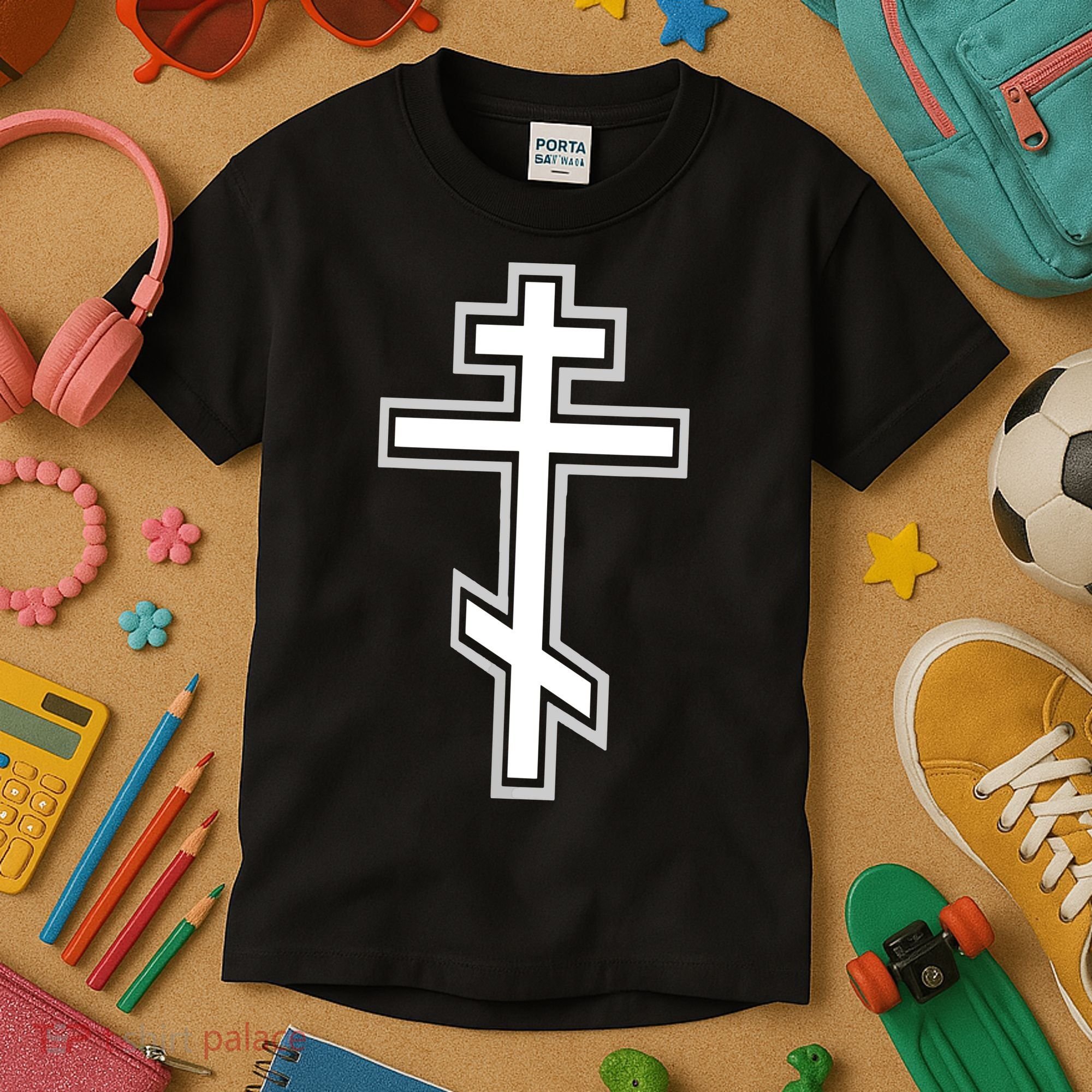 Russian Orthodox Cross Crucifix Christian Kids T-Shirt