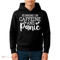 Running On Caffeine And Panic Kids Hoodie thumb 4