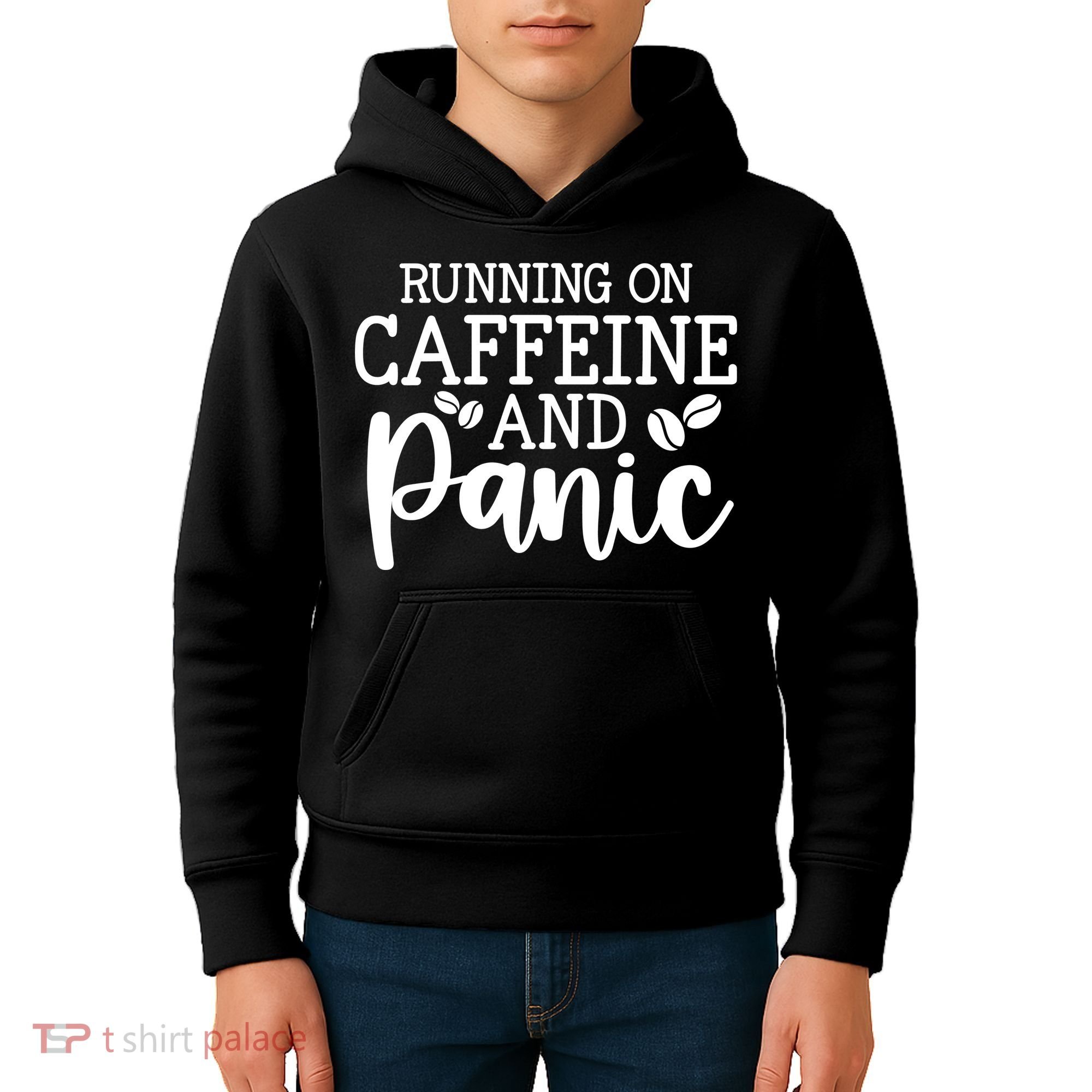 Running On Caffeine And Panic Kids Hoodie