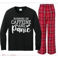 Running On Caffeine And Panic Kids Long Sleeve Plaid Pajama Set thumb 0