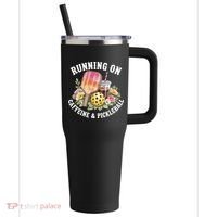 Running On Caffeine & Pickleball 40oz Vacuum Insulated Stainless Steel Travel Tumbler thumb 0