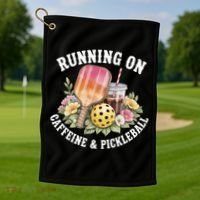 Running On Caffeine & Pickleball Golf Towel thumb 1