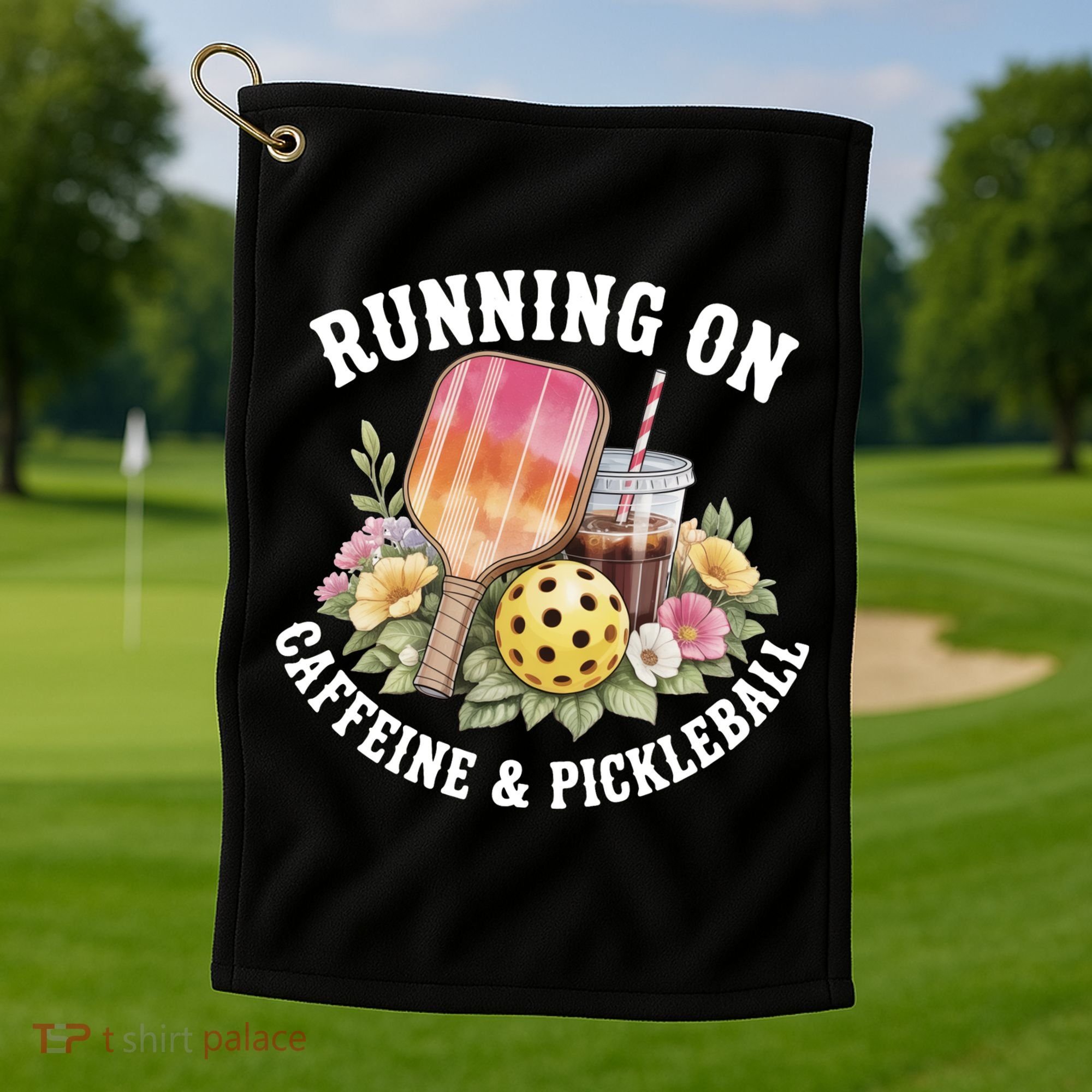 Running On Caffeine & Pickleball Golf Towel