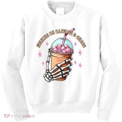 Running On Caffeine And Chaos Kids Sweatshirt