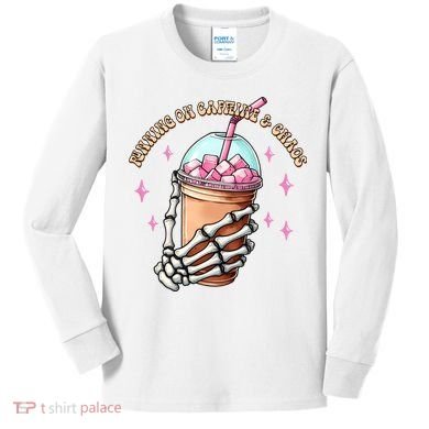 Running On Caffeine And Chaos Kids Long Sleeve Shirt