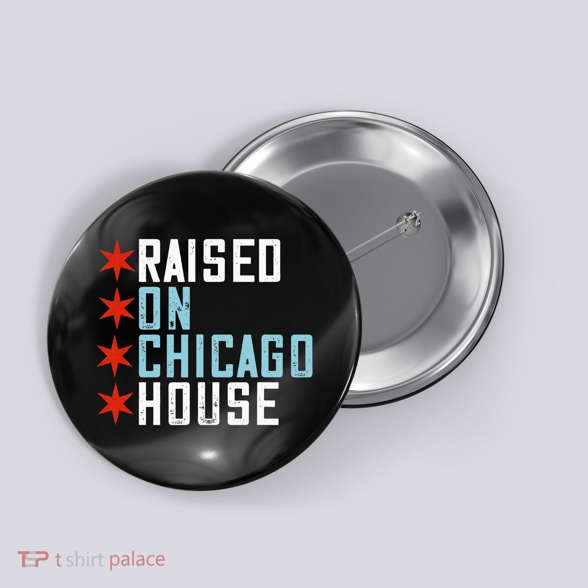 Raised On Chicago House Music EDM DJ Illinois Raver Button