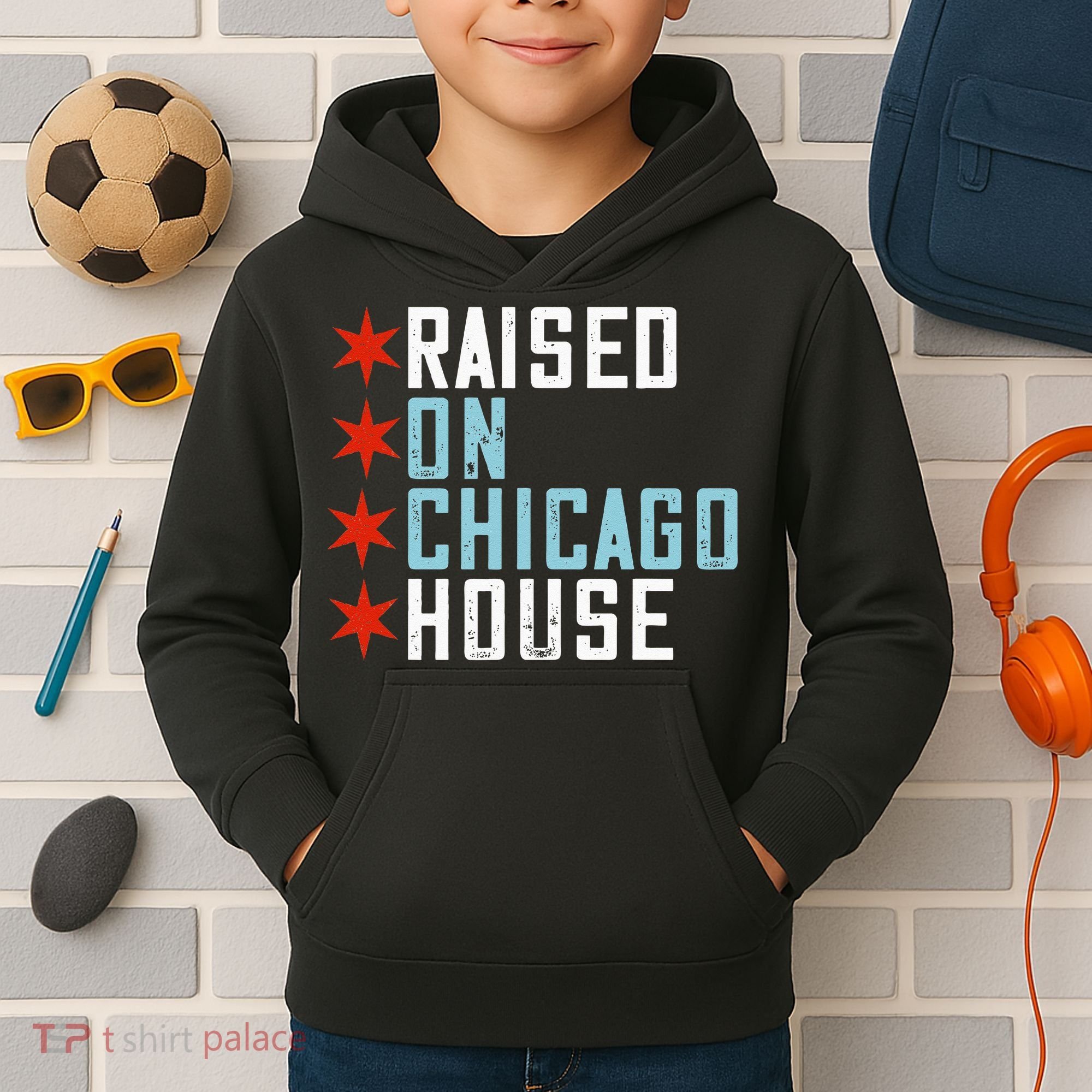 Raised On Chicago House Music EDM DJ Illinois Raver Kids Hoodie