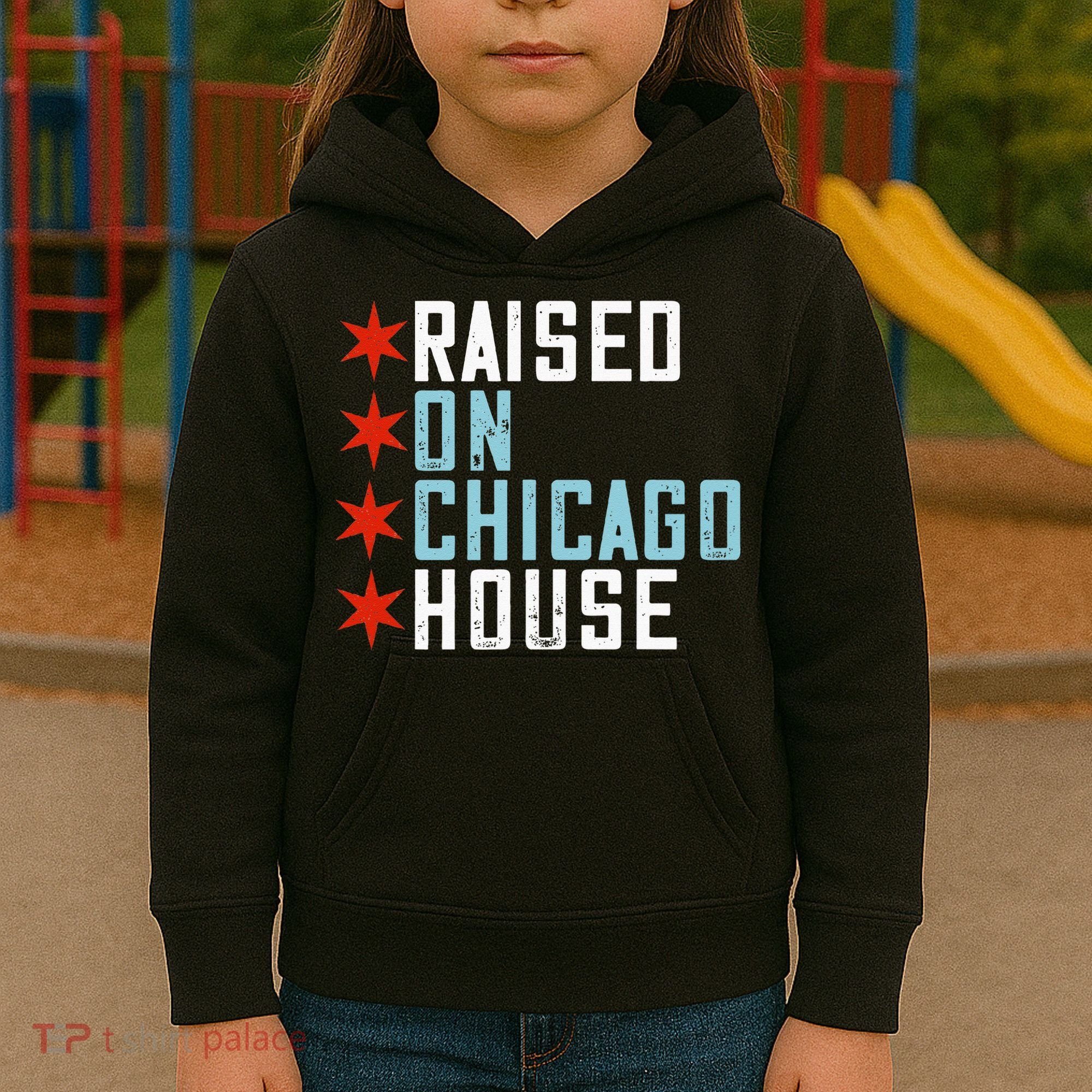 Raised On Chicago House Music EDM DJ Illinois Raver Kids Hoodie