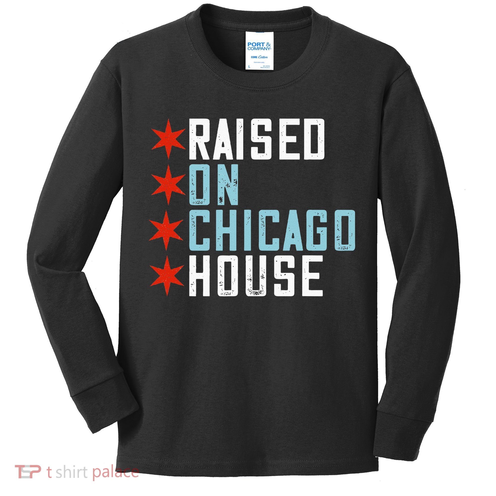 Raised On Chicago House Music EDM DJ Illinois Raver Kids Long Sleeve Shirt