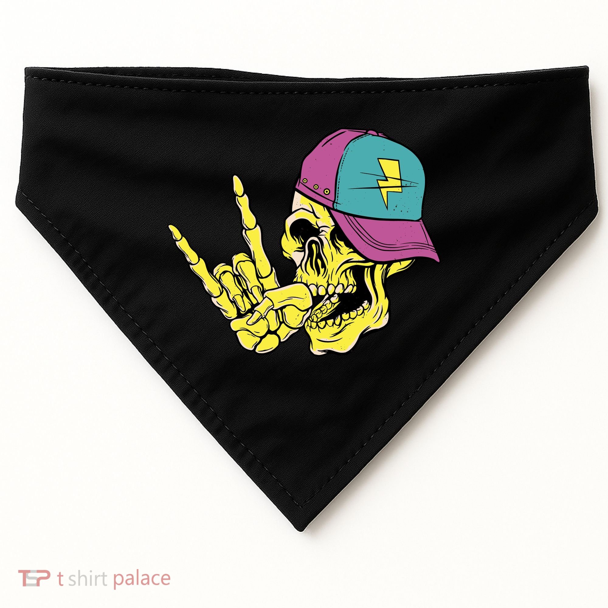 Rock On Cool Skull USA-Made Doggie Bandana
