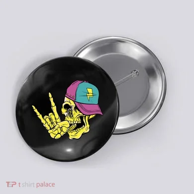 Rock On Cool Skull Button