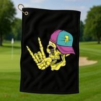 Rock On Cool Skull Golf Towel thumb 1