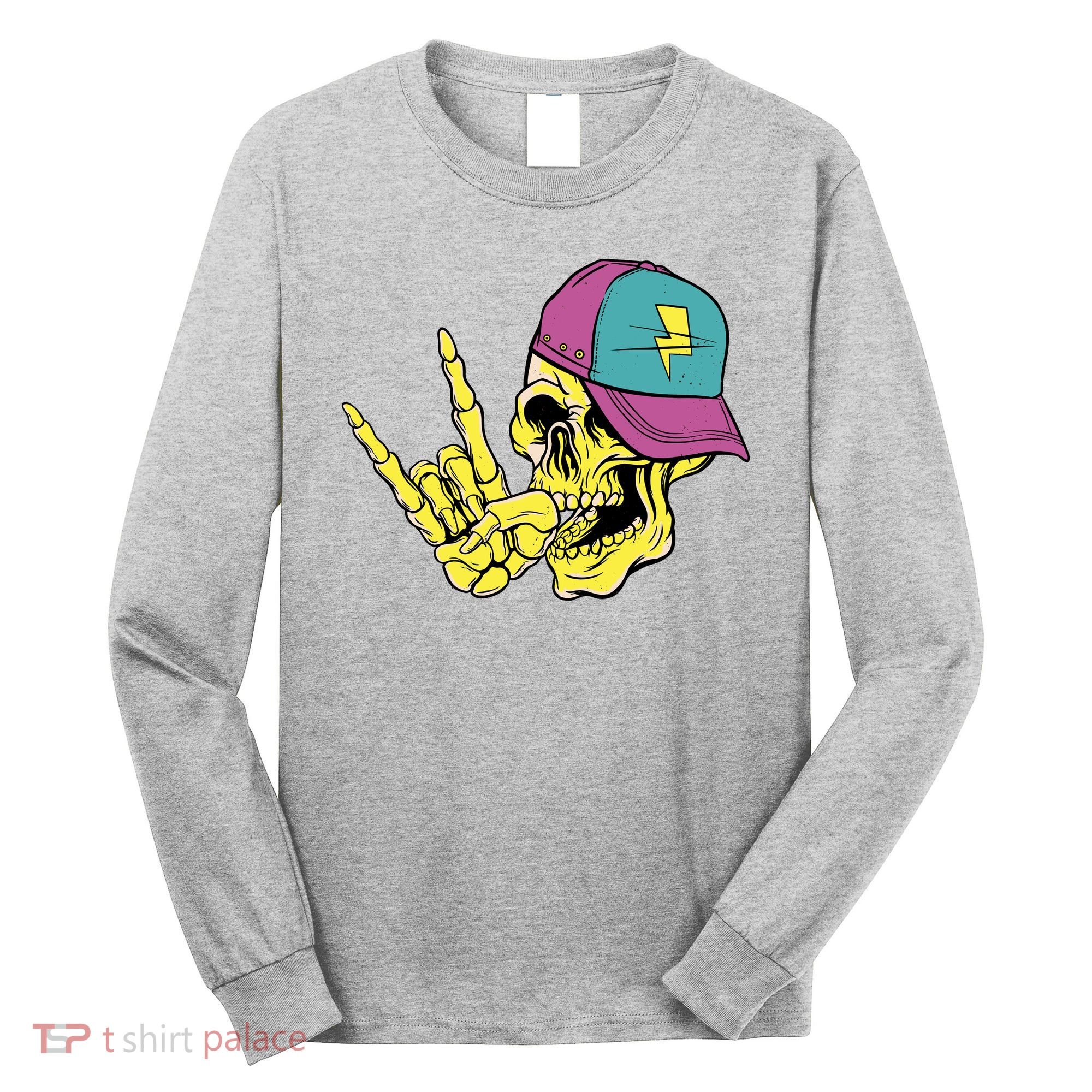 Rock On Cool Skull Long Sleeve Shirt