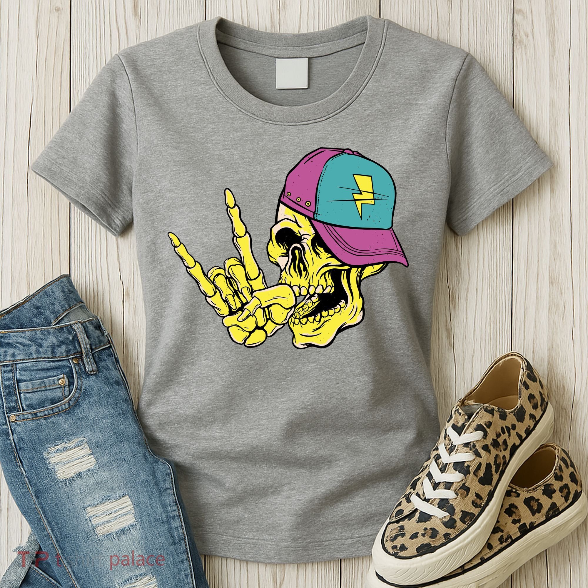 Rock On Cool Skull Women's T-Shirt