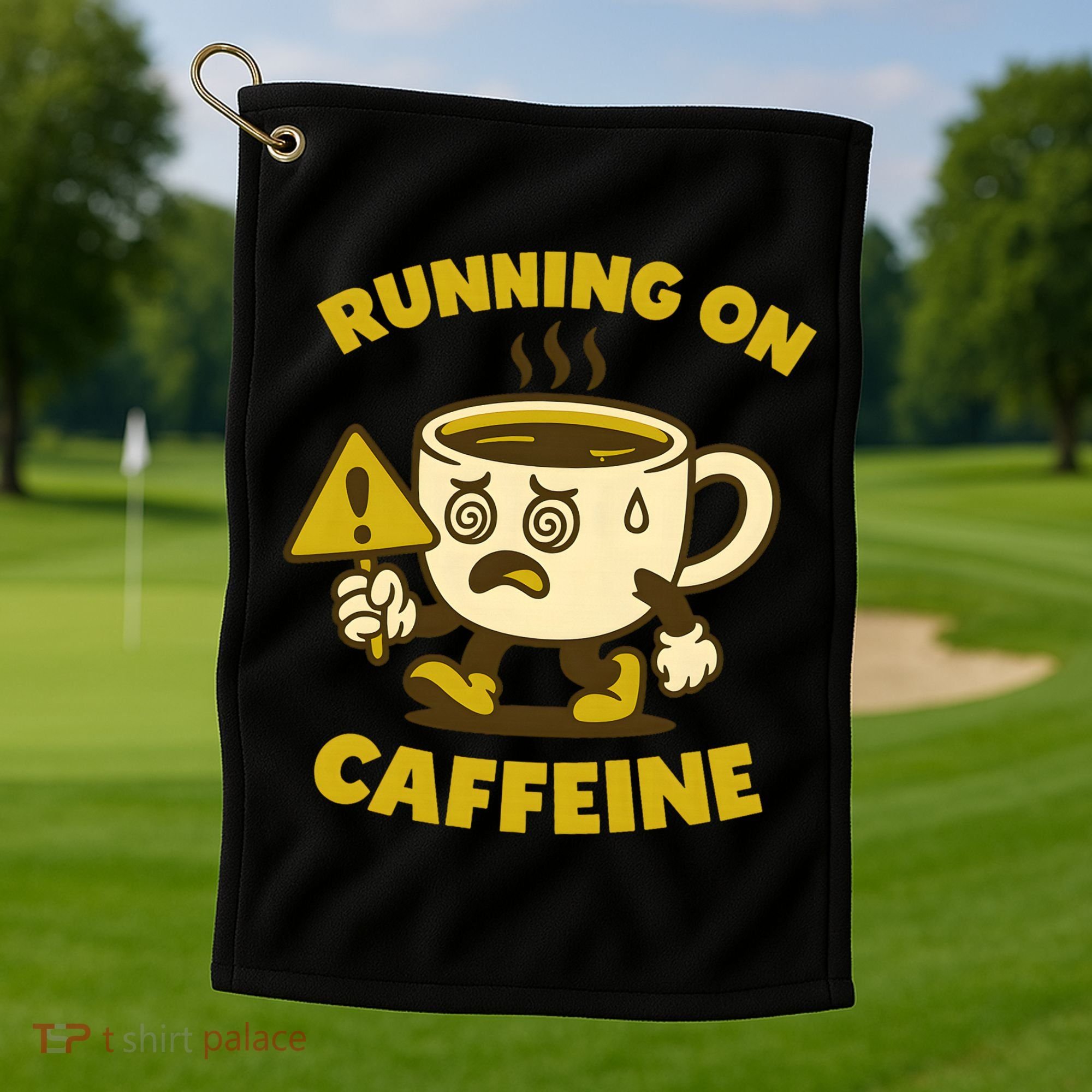 Running On Caffeine Golf Towel