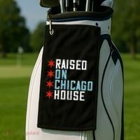Raised On Chicago House Music Edm Dj Illinois Raver Golf Towel thumb 2