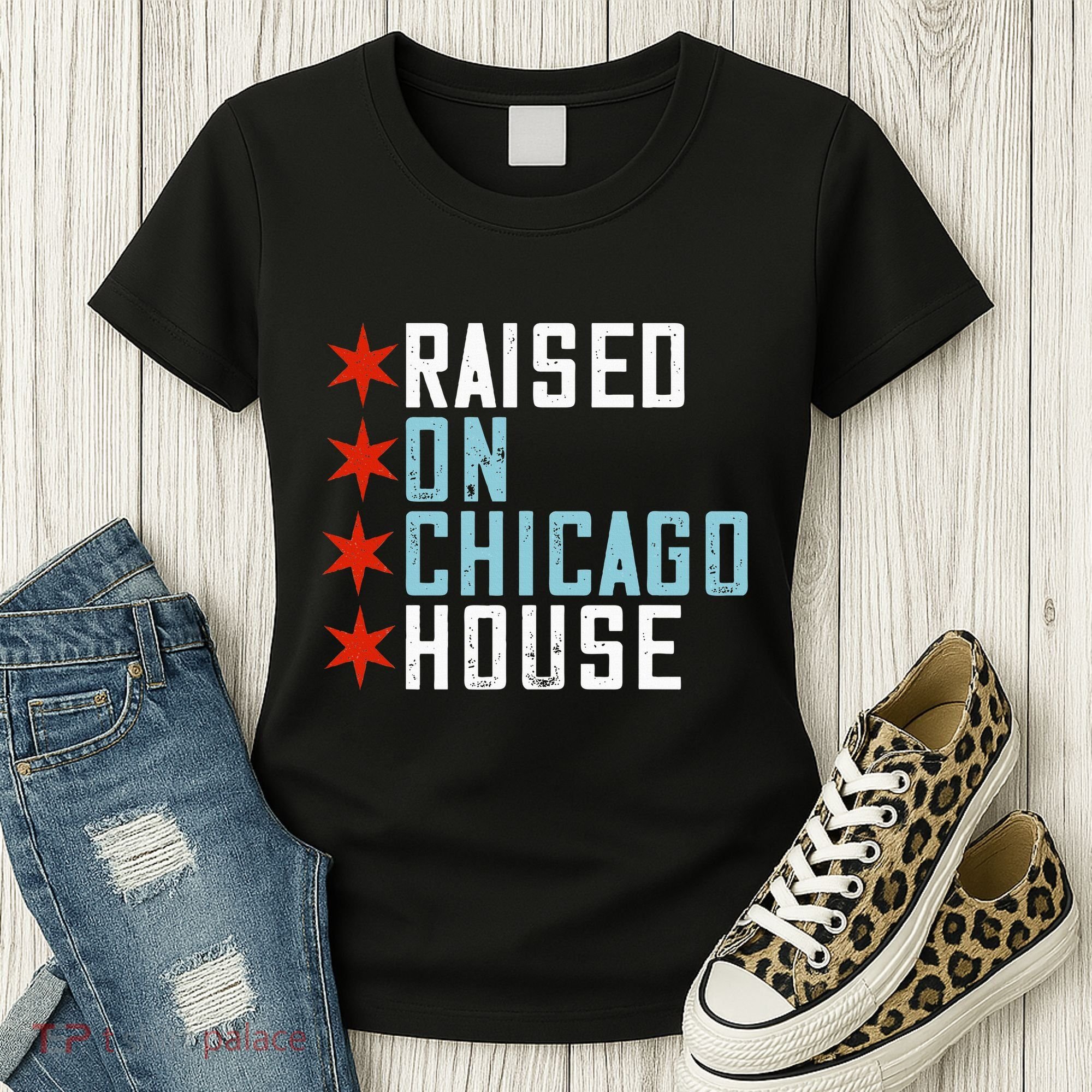 Raised On Chicago House Music Edm Dj Illinois Raver Women's T-Shirt