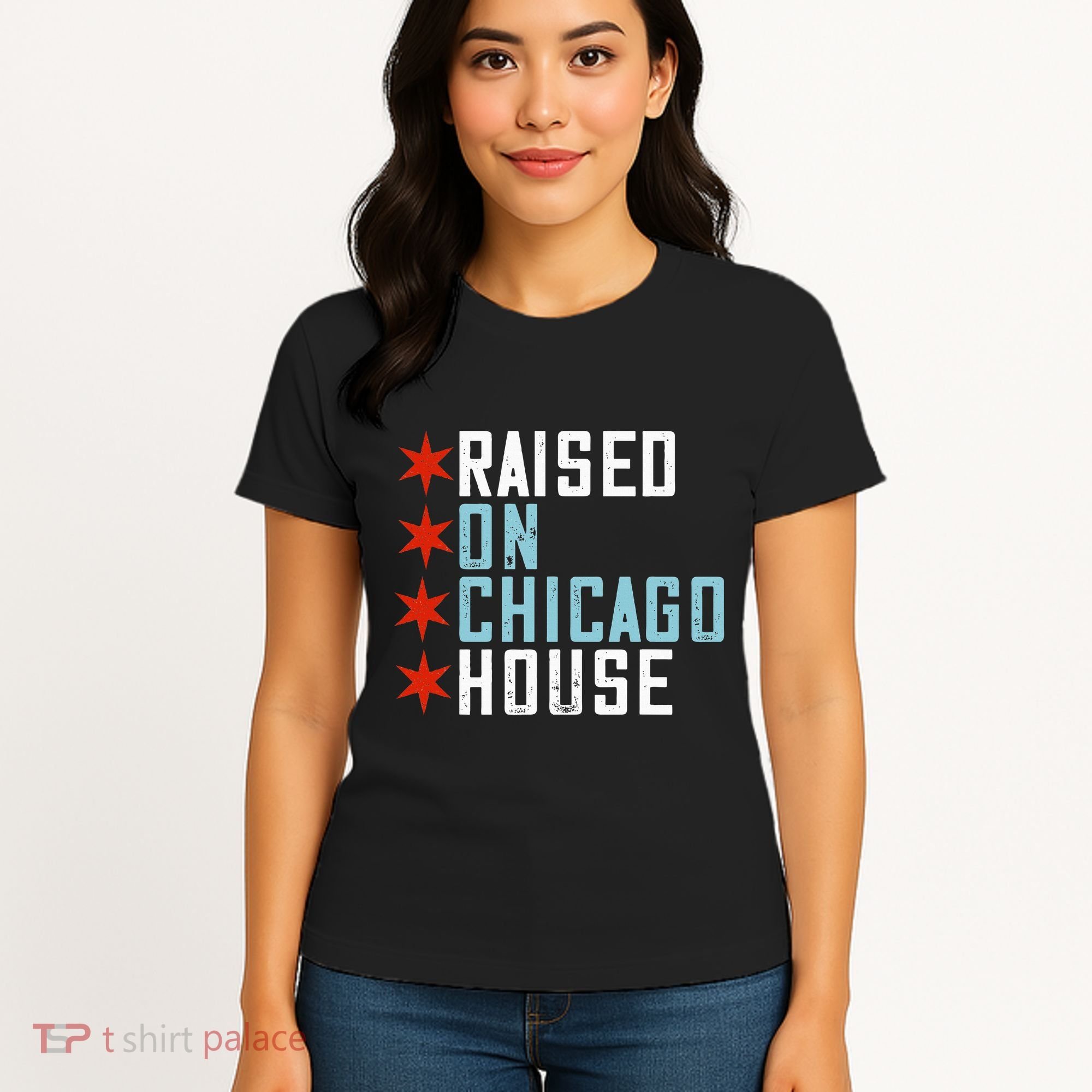 Raised On Chicago House Music Edm Dj Illinois Raver Women's T-Shirt