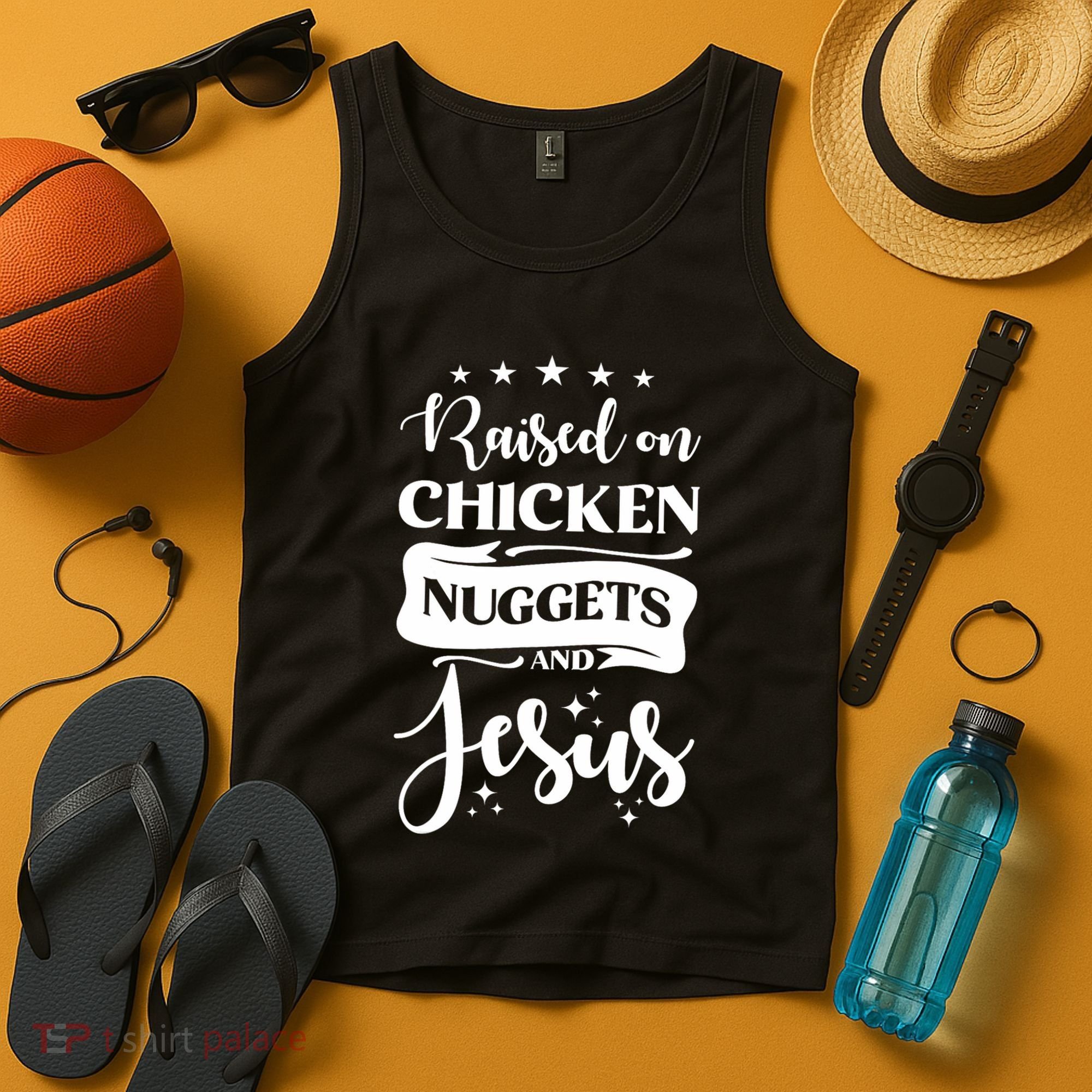 Raised On Chicken Nuggets And Jesus Tank Top