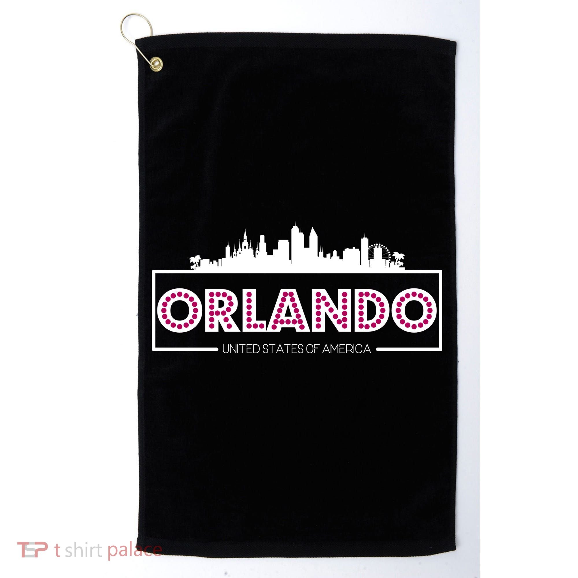 Retro Orlando City Skyline Golf Towel
