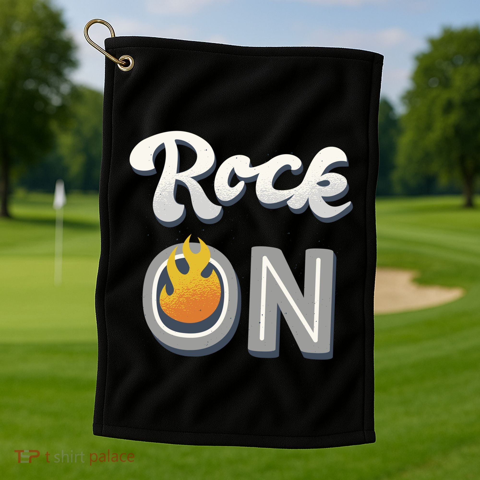 Rock On Flame Golf Towel