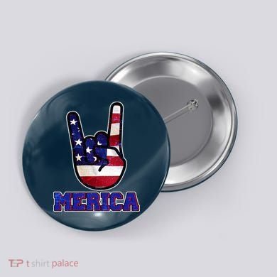 Rock On Merica Button