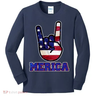 Rock On Merica Kids Long Sleeve Shirt