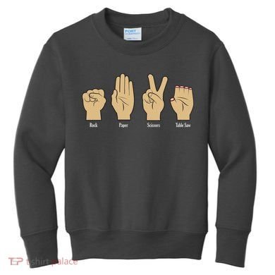 Rock Paper Scissors Table Saw Kids Sweatshirt