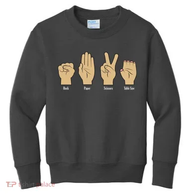Rock Paper Scissors Table Saw Kids Sweatshirt