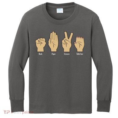 Rock Paper Scissors Table Saw Kids Long Sleeve Shirt