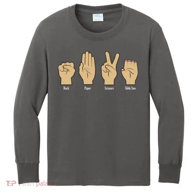 Rock Paper Scissors Table Saw Kids Long Sleeve Shirt